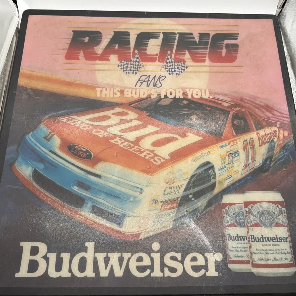 Vintage 1989 Budweiser Beer Racing Fans Lighted Sign Terry Labonte NASCAR Works!